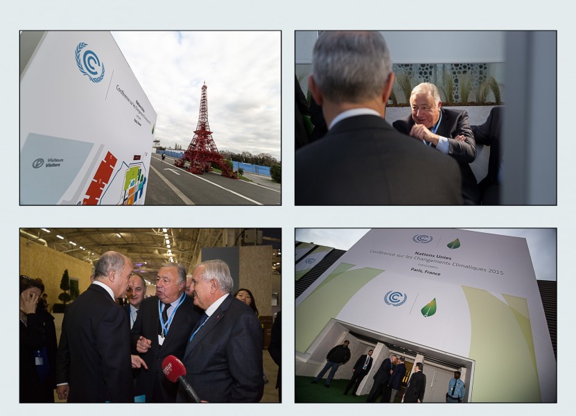 Le mercredi 2 décembre 2015, M. Gérard Larcher s'est rendu au Bourget pour visiter le Pavillon France à l'occasion de la COP21.